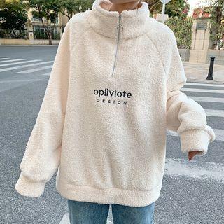 Fleece Half-zip Loose-fit Lettering Sweatshirt