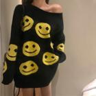 Smile Face Jacquard Long Sweater