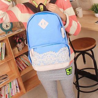Lace Panel Canvas Backpack