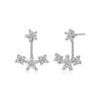 925 Sterling Silver Elegant Fashion Flower Cubic Zirconia Stud Earrings Silver - One Size