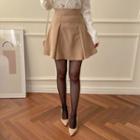 Pintuck Flared Miniskirt