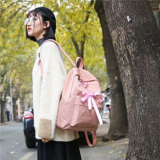 Nylon Bow-tied Lettering Backpack