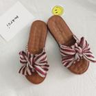 Striped Fabric Knot Slide Sandals