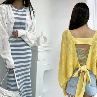Dolman-sleeve Tie-back Cardigan
