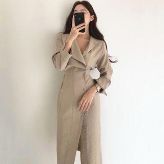 Sleeves Plain Long-sleeve Midi A-line Formal Dress