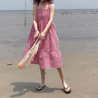 Sleeveless Plaid Midi / Mini Dress