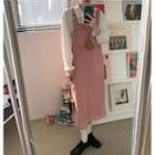 Corduroy Midi Overall Dress Dress - Pink - One Size