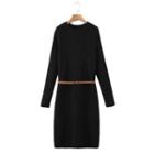 Knit Midi A-line Dress Black - One Size