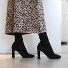 Square-toe Faux-suede Booties