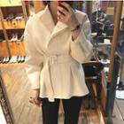 Belted Woolen Coat Off-white - One Size