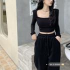 Square-neck T-shirt / Wide Leg Pants