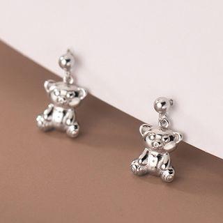 Bear Sterling Silver Dangle Earring 1 Pr - Silver - One Size