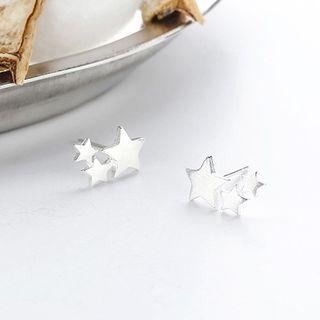 925 Sterling Silver Brushed Star Earring Silver - One Size