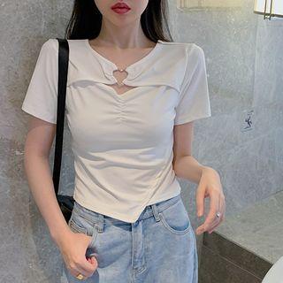 Short-sleeve Heart Ring Irregular T-shirt