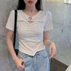 Short-sleeve Heart Ring Irregular T-shirt