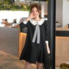 Contrast-trim Ruffle-hem Minidress