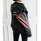 Contrast-trim Faux-leather Jacket