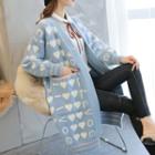 Heart Print Long Cardigan