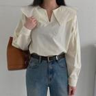 Sailor-collar Pleated-shoulder Blouse