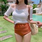 Off-shoulder Ruffled Smocked Bikini