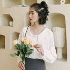 Long-sleeve Peter Pan Collar Plain Blouse