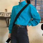 Long-sleeve Stand-collar Cropped Top