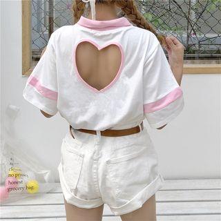 Open Back Short-sleeve Polo Shirt