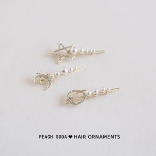 Star Faux Pearl Rhinestone Hair Clip
