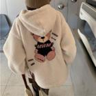 Long-sleeve Bear Printed Fleece Zip Hooded Jacket