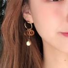 Wooden & Alloy Hoop Dangle Earring Clip On Earring - One Size