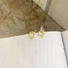 Faux Pearl Alloy Butterfly Earring 1 Pair - As Shown In Figure - One Size