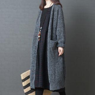 Open Front Knit Coat Gray - One Size
