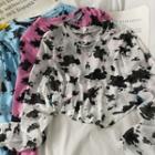 Asymmetrical Printed Sheer Light T-shirt