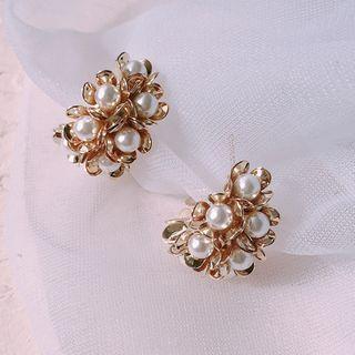Faux Pearl Earring Pearl Flower - One Size