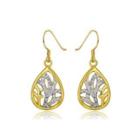 Fashion Plated Gold Water Drop Floral Earrings With Austrian Element Crystal Golden - One Size