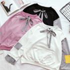 Color-block Loose-fit Long-sleeve Pullover