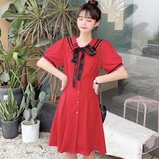 Sailor-collar Tie-neck Dress