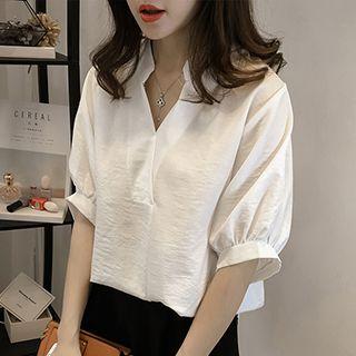 Short Sleeve V-neck Blouse