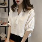 Short Sleeve V-neck Blouse