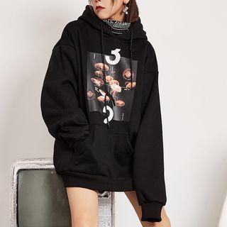 Jellyfish Print Hoodie Black - One Size