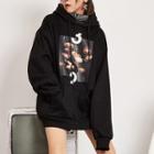 Jellyfish Print Hoodie Black - One Size