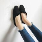 Frilled Faux Suede Flats