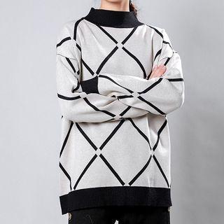 Contrast Lining Sweater Light Khaki - One Size