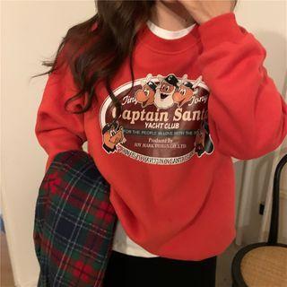 Loose-fit Printed Pullover Red - One Size