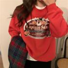 Loose-fit Printed Pullover Red - One Size