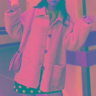 Fleece Button-up Jacket Beige - One Size