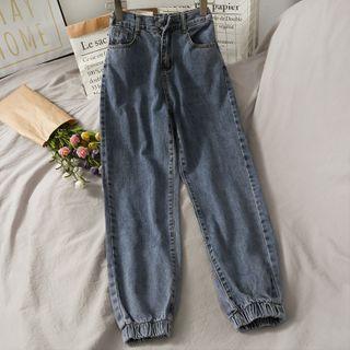 Elastic High-waist Jogger Jeans