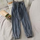 Elastic High-waist Jogger Jeans