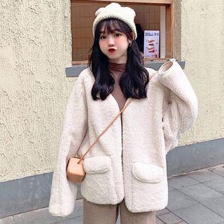Fleece Open-front Coat As Shown In Figure - One Size