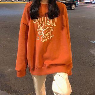 Cartoon Print Round Neck Sweatshirt